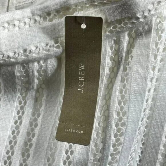 NEW J Crew Skirt Womens 4 petite white eyelet stripe preppy classic - Picture 5 of 11